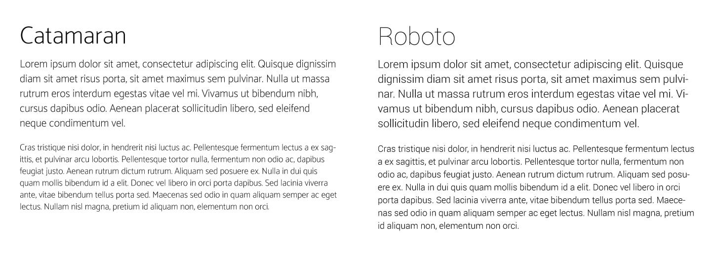 Catamaran and Roboto fonts