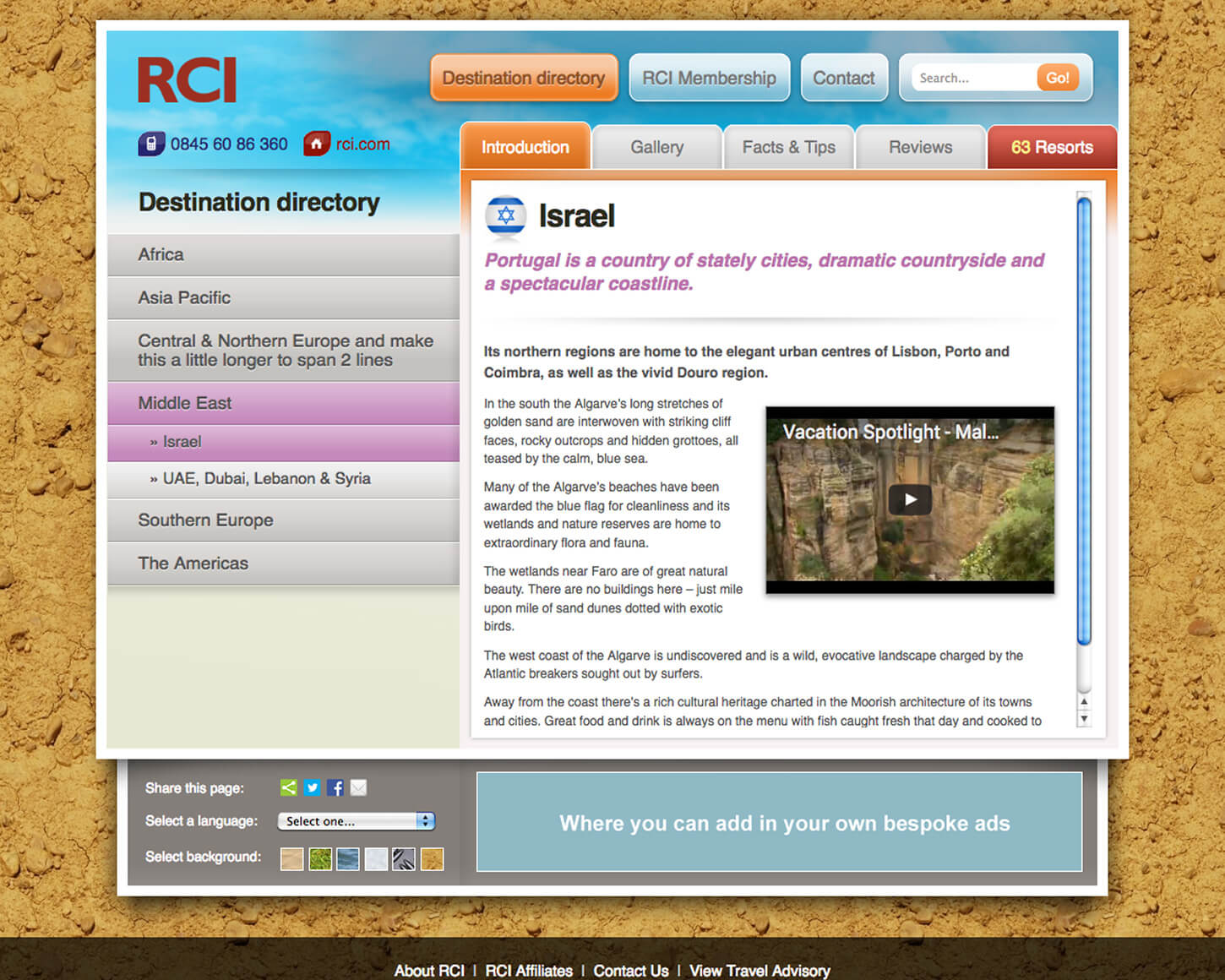 RCI Digital destination guide